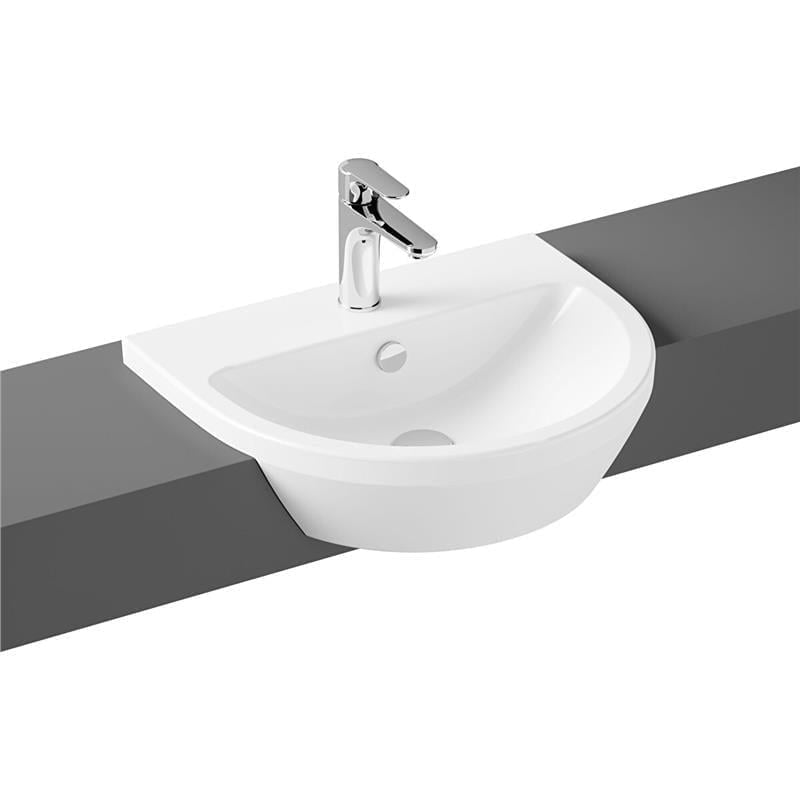 VitrA Integra Yarım Tezgah Lavabo Yuvarlak, 55x45 cm Tek Armatür Delikli, Su Taşma Delikli, Beyaz - 7337B003-0001