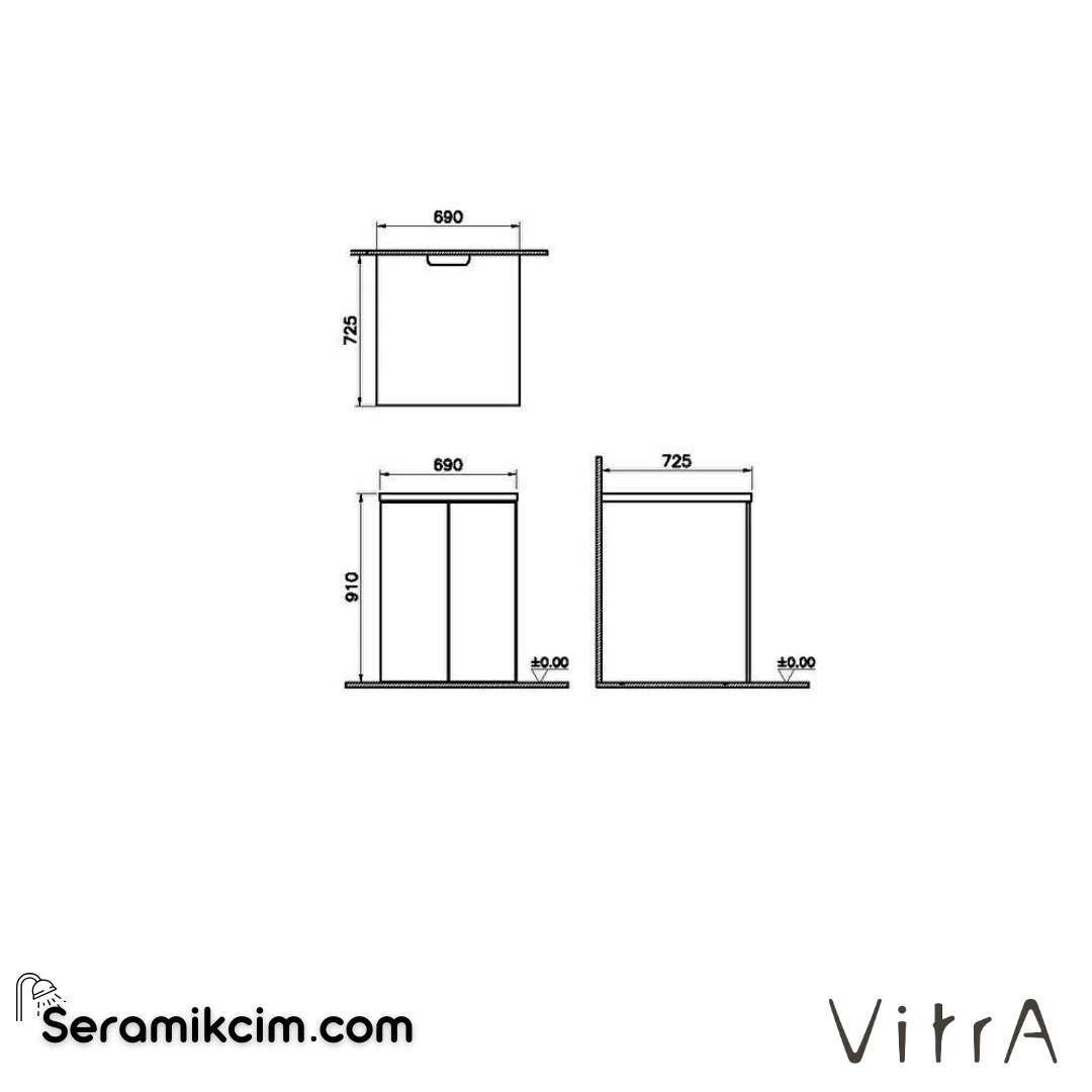 Vitra Kapaklı Çamaşır Makinesi Dolabı, U-Oyuklu, Parlak Beyaz - 63530