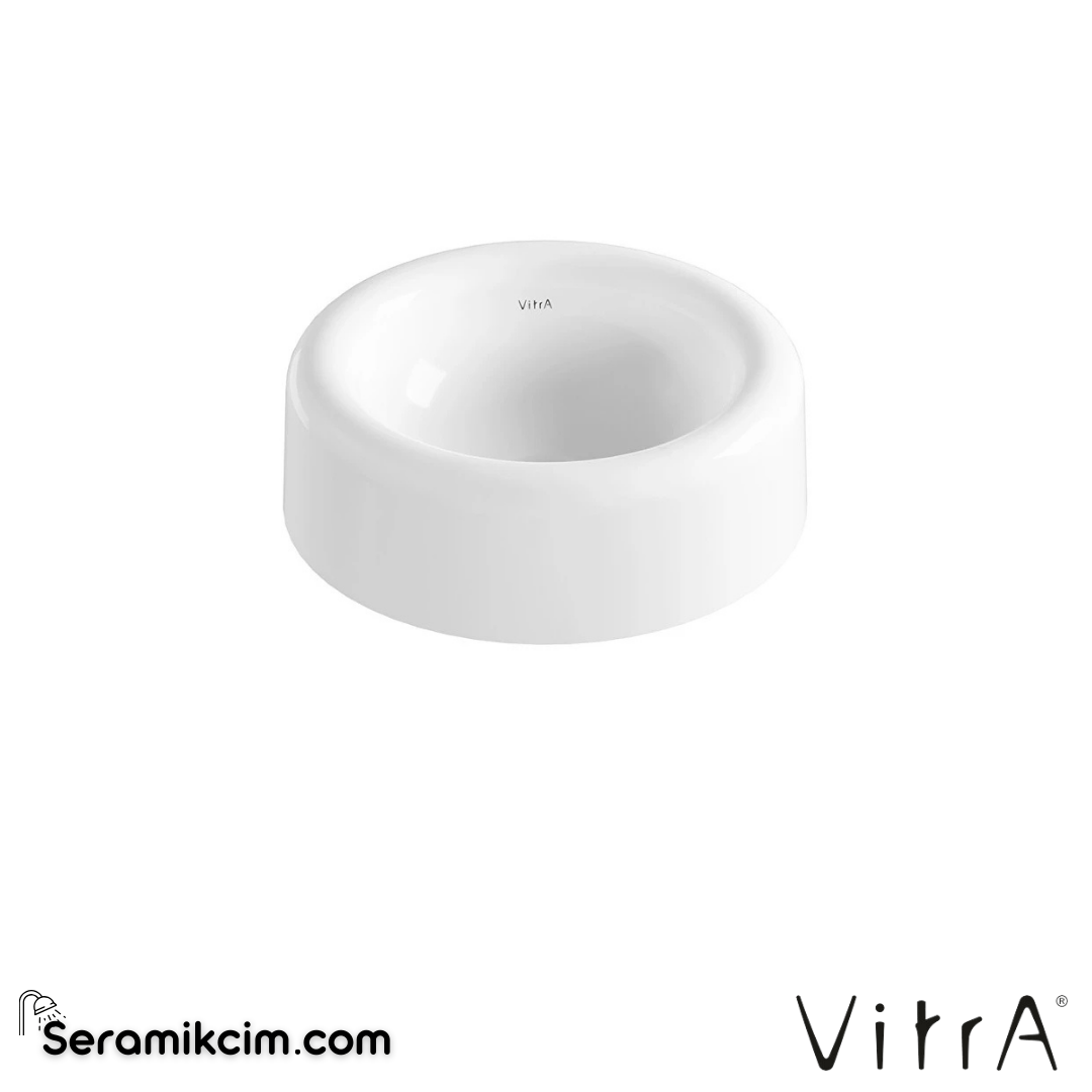 VitrA Liquid Çanak Lavabo Yuvarlak, Kompakt Armatür Deliksiz, Su Taşma Deliksiz, Clean, Beyaz - 7302B403-0016
