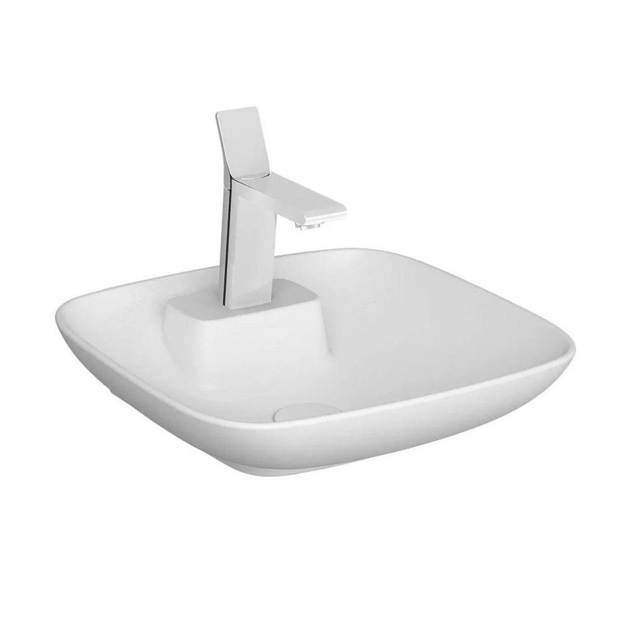 Vitra Memoria Çanak Lavabo Dikdörtgen, 45X45 Cm Tek Armatür Delikli, Su Taşma Deliksiz, Clean, Mat Beyaz - 5887B401-0041