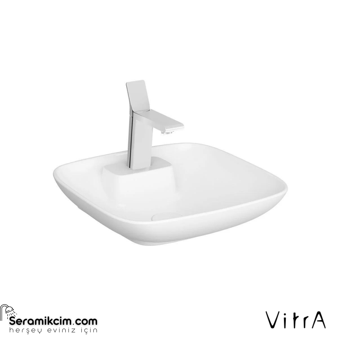 Vitra Memoria Çanak Lavabo Dikdörtgen, 45X45 Cm Tek Armatür Delikli, Su Taşma Deliksiz, Clean, Beyaz