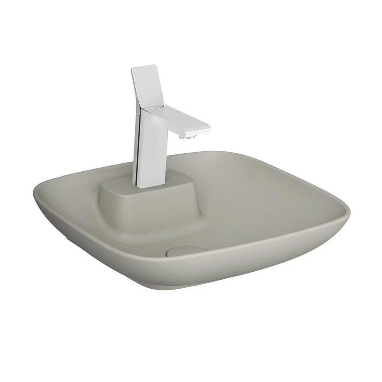 Vitra Memoria Çanak Lavabo Dikdörtgen, 45X45 Cm Tek Armatür Delikli, Su Taşma Deliksiz, Clean, Mat Bej - 5887B420-0041