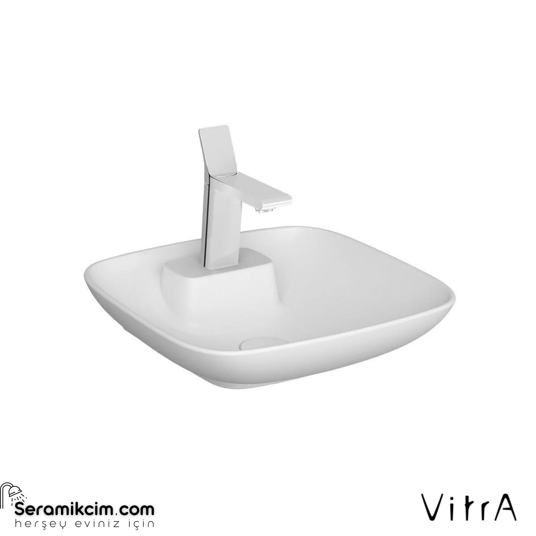 Vitra Memoria Çanak Lavabo Dikdörtgen, 45X45 Cm Tek Armatür Delikli, Su Taşma Deliksiz, Clean, Mat Beyaz
