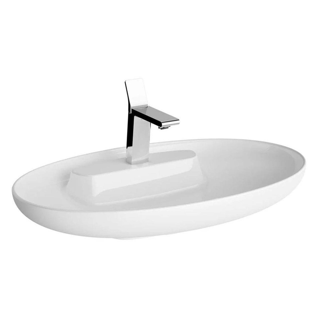 Vitra Memoria Çanak Lavabo Oval, 75X47 Cm Tek Armatür Delikli, Su Taşma Deliksiz, Clean, Beyaz - 5881B403-0563