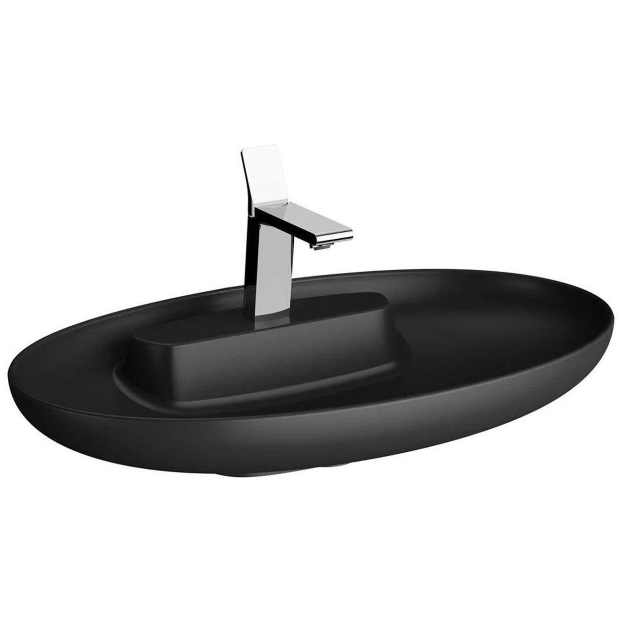 Vitra Memoria Çanak Lavabo Oval, 75X47 Cm Tek Armatür Delikli, Su Taşma Deliksiz, Clean, Mat Siyah - 5881B483-0563