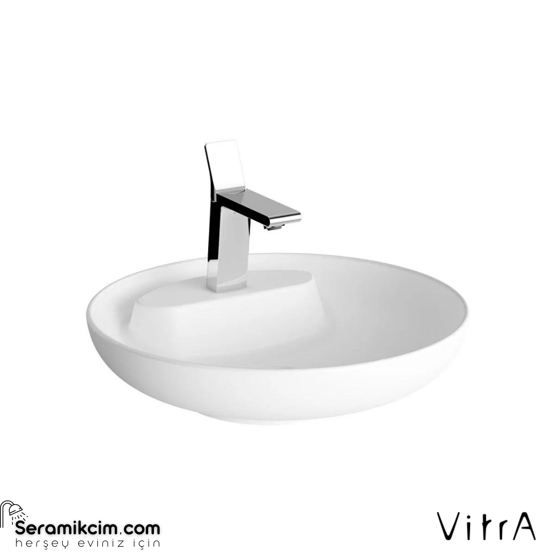 Vitra Memoria Çanak Lavabo Yuvarlak, Kompakt, 50X51 Cm Tek Armatür Delikli, Su Taşma Deliksiz, Clean, Mat Beyaz