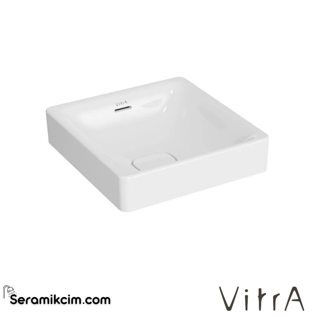 VitrA Metropole Çanak Lavabo Kare, 40x40 cm Armatür Deliksiz, Su Taşma Delikli, Beyaz - 7533B003-0673