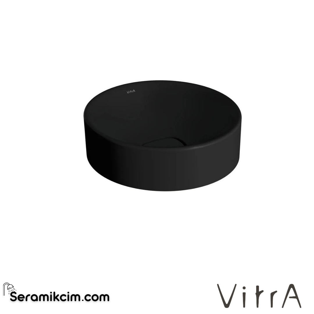 VitrA Metropole Çanak Lavabo Yuvarlak, Kompakt, 40x38 cm Armatür Deliksiz, Su Taşma Deliksiz, Mat Siyah - 7542B083-0016