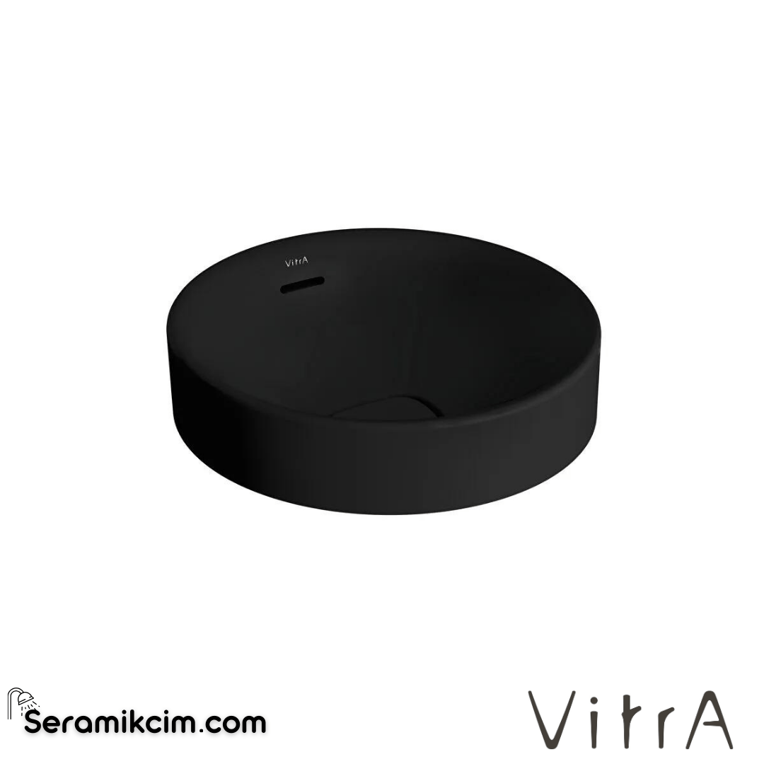 VitrA Metropole Çanak Lavabo Yuvarlak, 40x40 cm Armatür Deliksiz, Su Taşma Delikli, Mat Siyah - 7532B083-0673