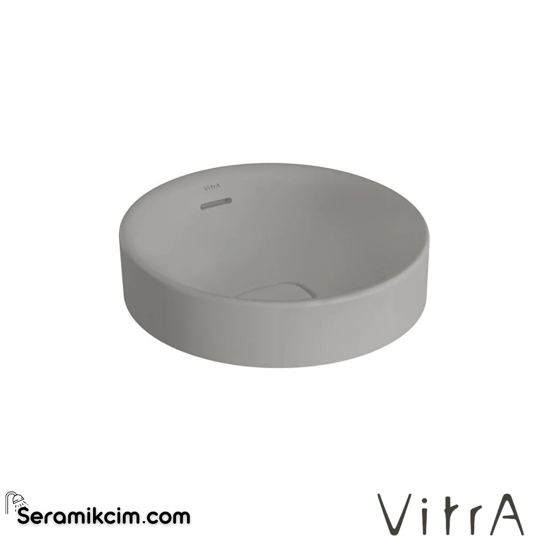 VitrA Metropole Çanak Lavabo Yuvarlak, 40x40 cm Armatür Deliksiz, Su Taşma Delikli, Mat Taş Gri - 7532B076-0673