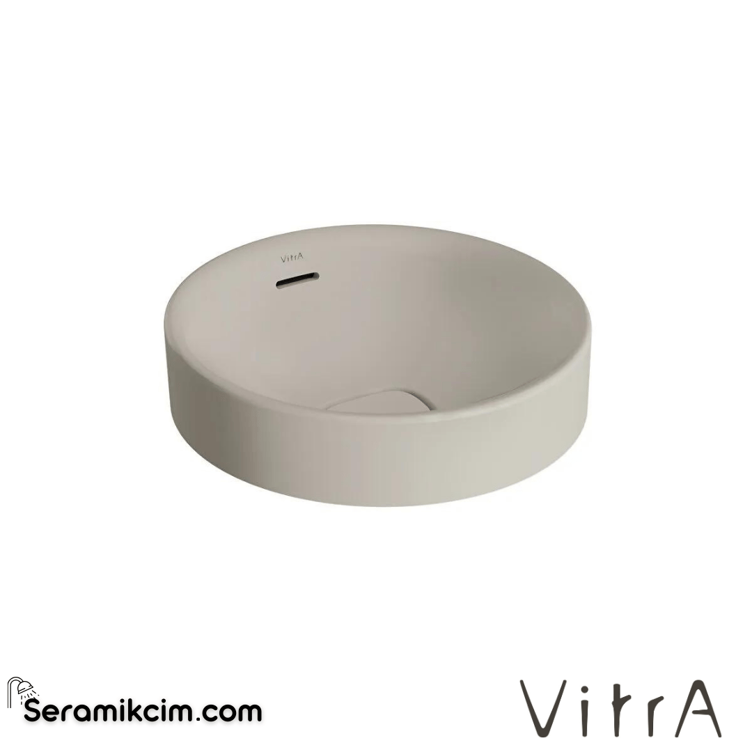 VitrA Metropole Çanak Lavabo Yuvarlak, 40x40 cm Armatür Deliksiz, Su Taşma Delikli, Taupe - 7532B020-0673