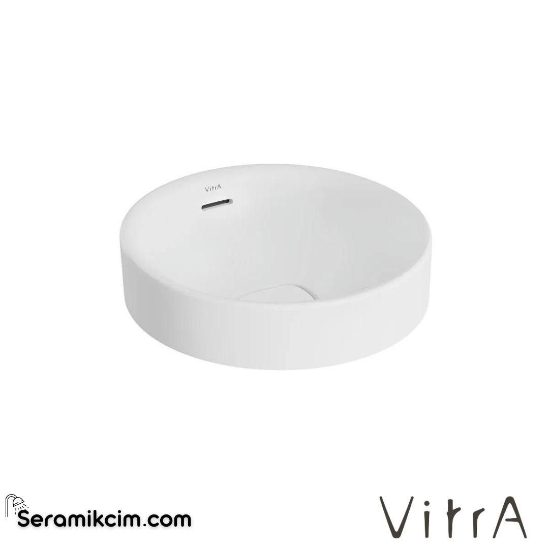 VitrA Metropole Çanak Lavabo Yuvarlak, 40x40 cm Armatür Deliksiz, Su Taşma Delikli, Mat Beyaz - 7532B001-0673