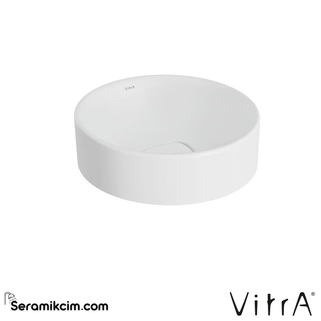 VitrA Metropole Çanak Lavabo Yuvarlak, Kompakt, 40x38 cm Armatür Deliksiz, Su Taşma Deliksiz, Mat Beyaz - 7542B001-0016