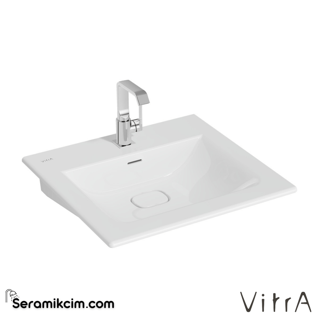 VitrA Metropole Etajerli Lavabo 60x53 cm Tek Armatür Delikli, Su Taşma Delikli, Beyaz - 7537B003-0001