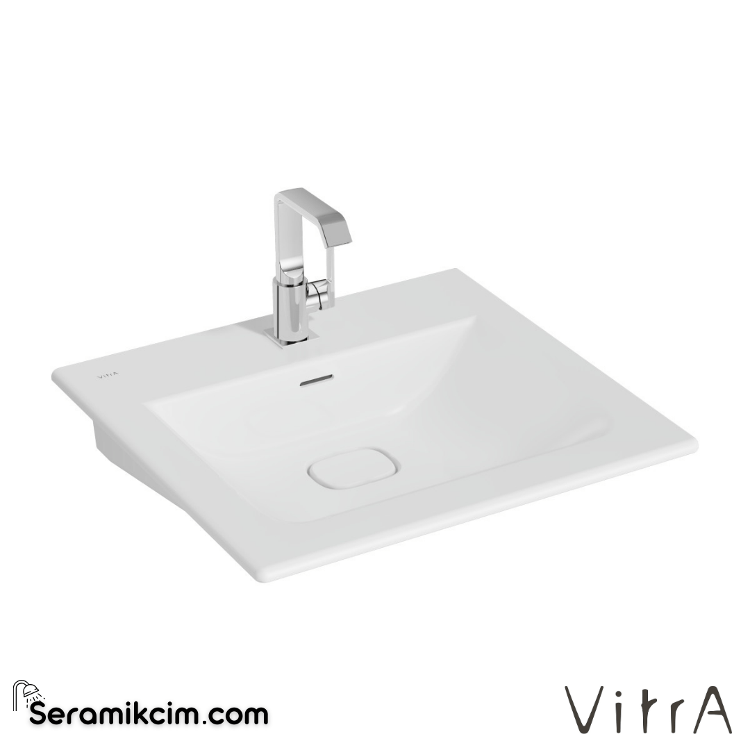 VitrA Metropole Etajerli Lavabo 60x53 cm Tek Armatür Delikli, Su Taşma Delikli, Mat Beyaz - 7537B001-0001