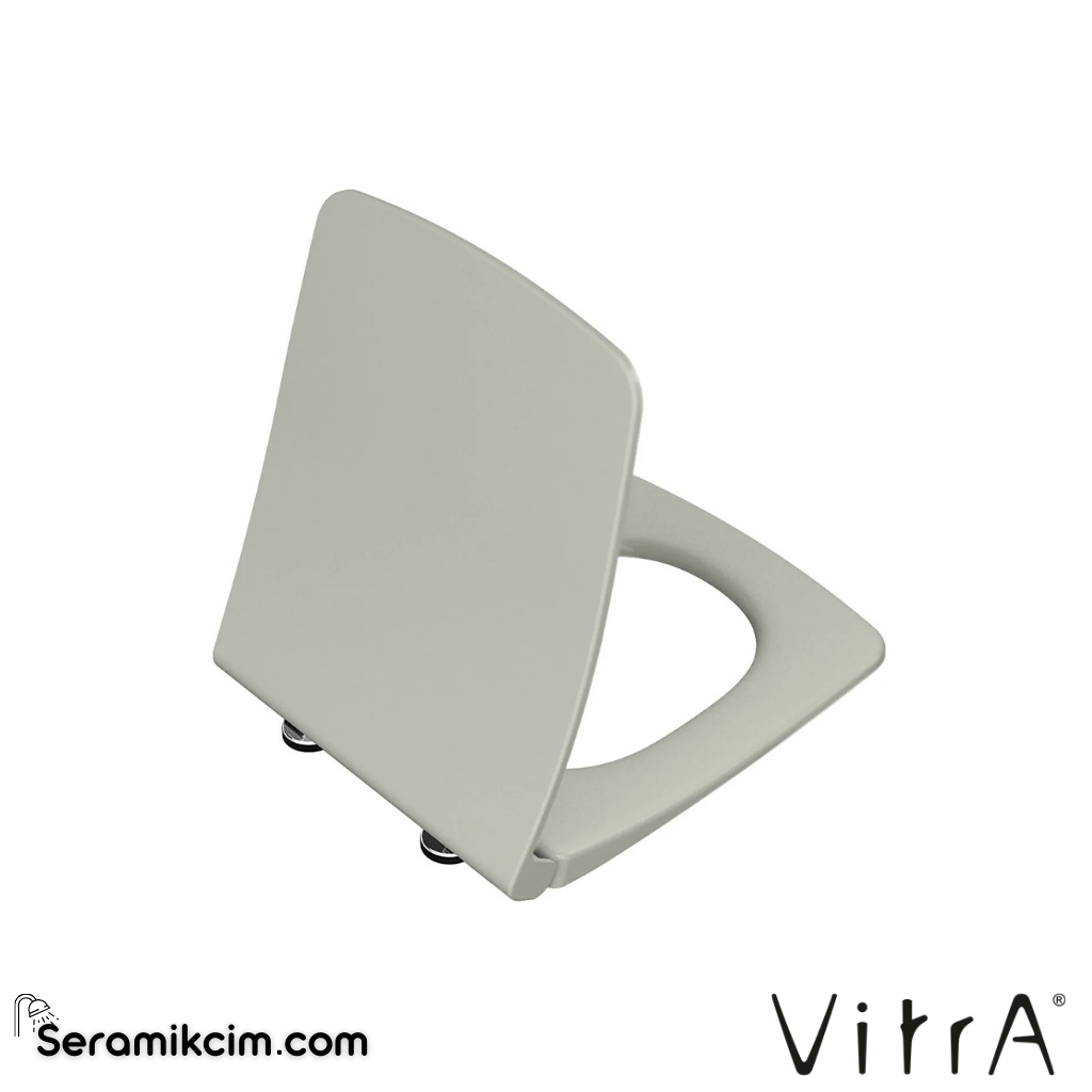 VitrA Metropole Klozet Kapağı Slim, Duroplast, Üstten Sıkmalı Yavaş Kapanır, Kolay Sök-Tak, Metal Menteşeli, Mat Bej 122-420R009 - 122-420R009