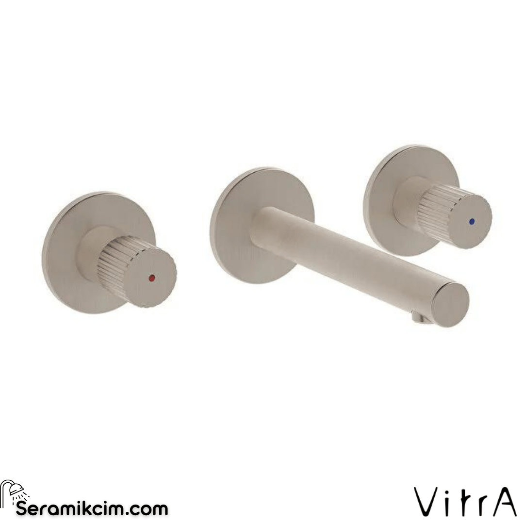 Vitra Origin Ankastre Lavabo Bataryası Sıva Üstü Grubu - 3 Rozetli, F.Nikel