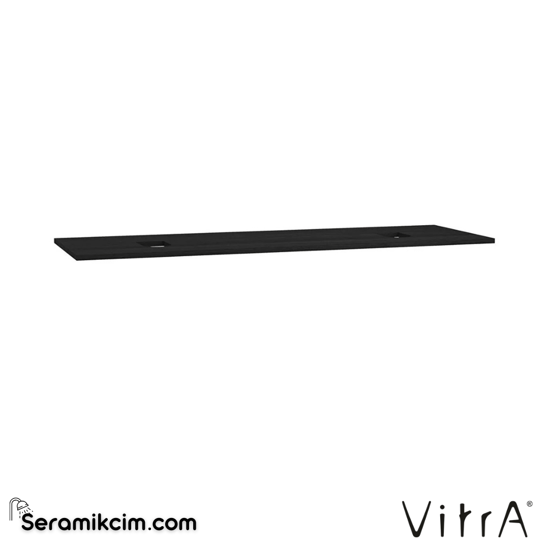 VitrA Origin Üst Tezgah 150 cm, ahşap armatür deliksiz, çift sifon delikli, hareli siyah meşe 65939 - 65939
