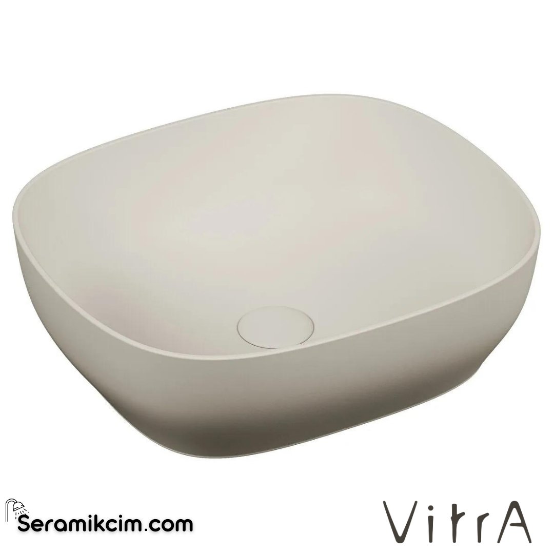 VitrA Outline Çanak Lavabo Dikdörtgen, 45x41 cm Armatür Deliksiz, Su Taşma Deliksiz, Clean, Mat Bej - 5994B420-0016