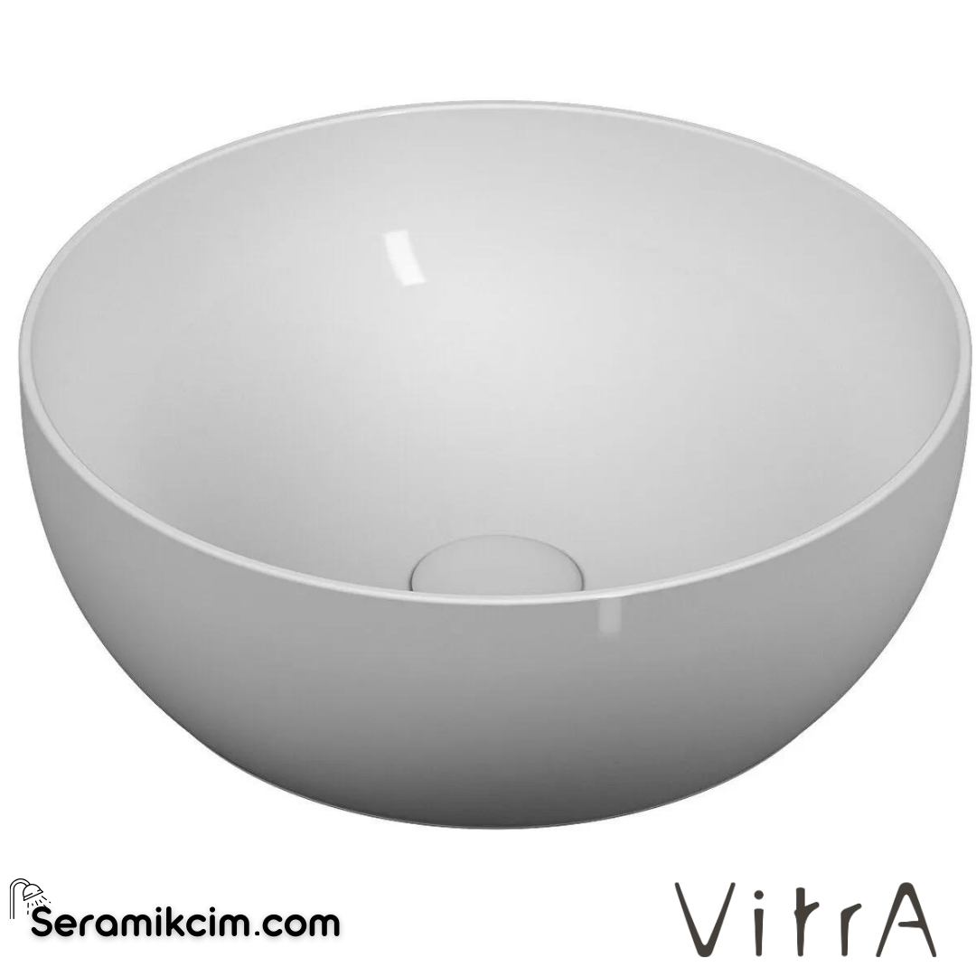 VitrA Outline Çanak Lavabo Yuvarlak, 40x40 cm Armatür Deliksiz, Su Taşma Deliksiz, Clean, Beyaz - 5992B403-0016
