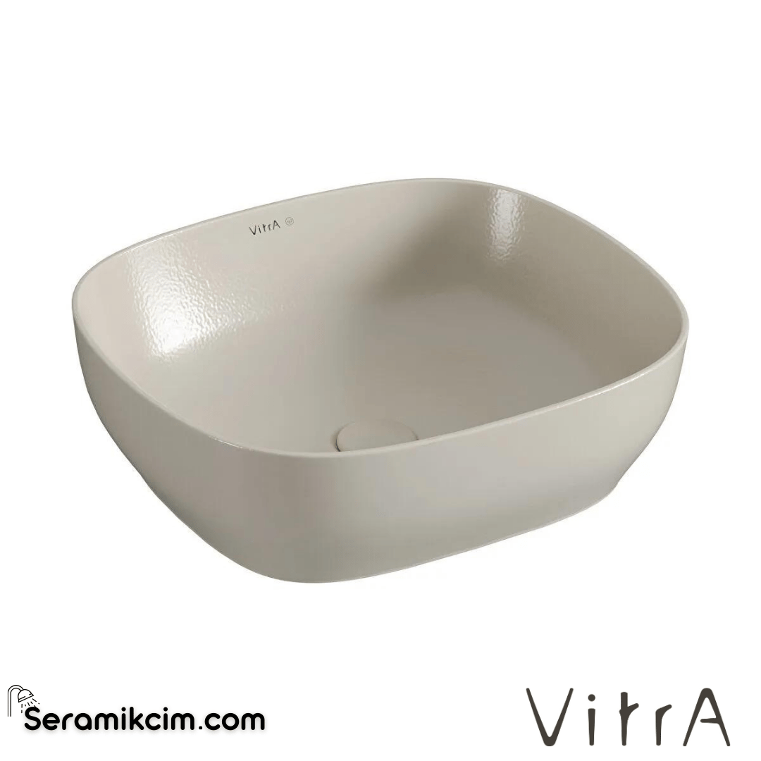 VitrA Outline Recycled Çanak Lavabo Dikdörtgen, 48x42 cm Armatür Deliksiz, Su Taşma Deliksiz, Mat Bej - 7994B066-0016