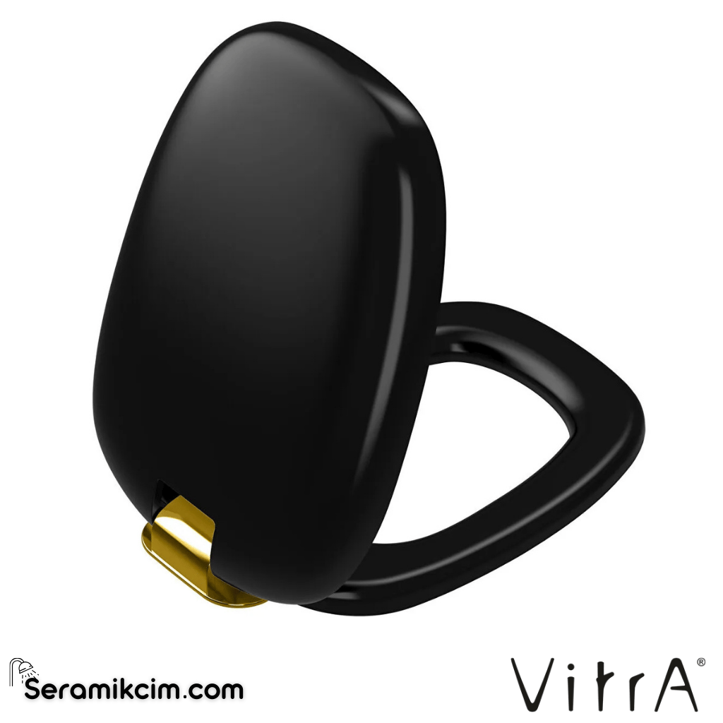 VitrA Plural Klozet Kapağı Duroplast, Üstten Sıkmalı Yavaş Kapanır, Kolay Sök-Tak, Altın, Metal Menteşeli, Mat Siyah 126-483-019 - 126-483-019