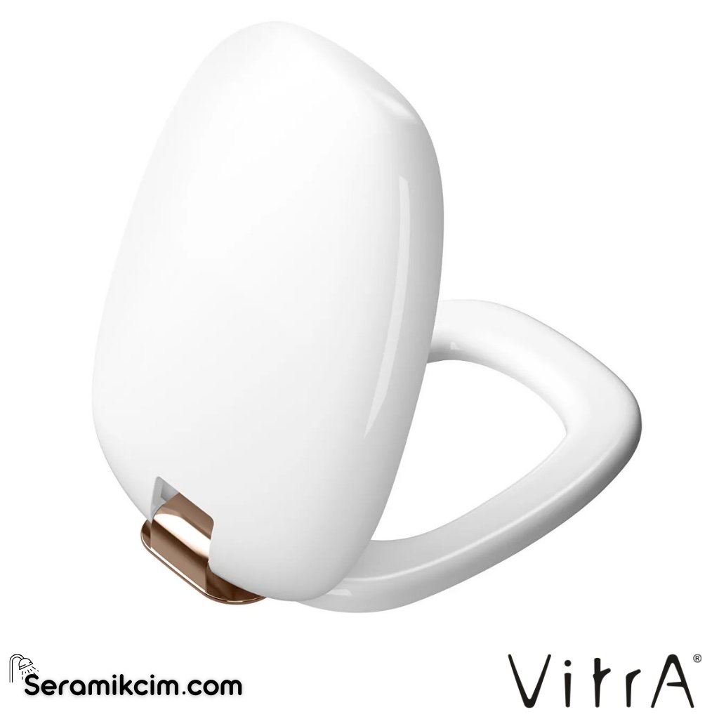 VitrA Plural Klozet Kapağı Duroplast, Üstten Sıkmalı Yavaş Kapanır, Kolay Sök-Tak, Bakır, Metal Menteşeli, Beyaz 126-003-029 - 126-003-029