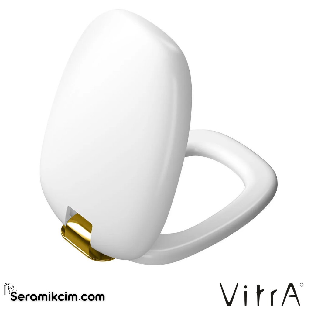 VitrA Plural Klozet Kapağı Duroplast, Üstten Sıkmalı Yavaş Kapanır, Kolay Sök-Tak, Altın, Metal Menteşeli, Mat Beyaz 126-401-019 - 126-401-019