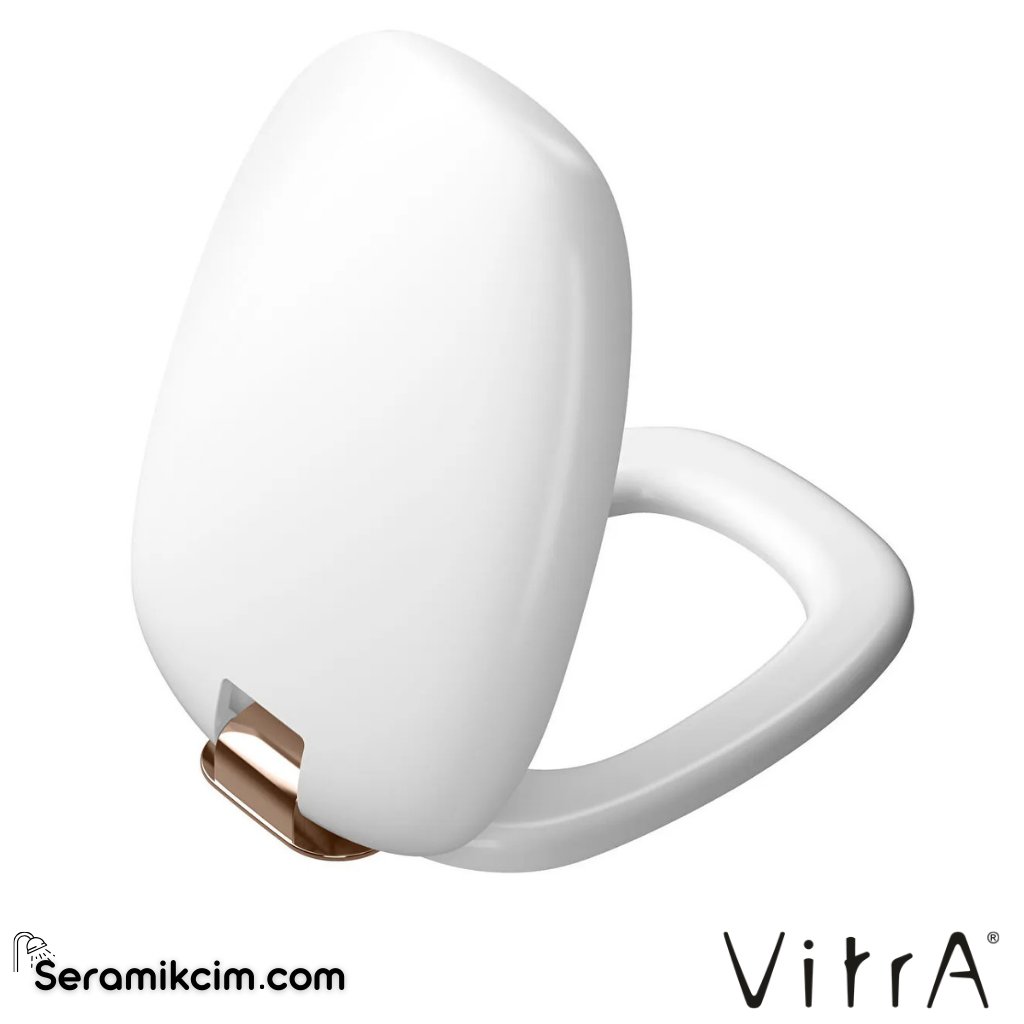 VitrA Plural Klozet Kapağı Duroplast, Üstten Sıkmalı Yavaş Kapanır, Kolay Sök-Tak, Bakır, Metal Menteşeli, Mat Beyaz 126-401-029 - 126-401-029
