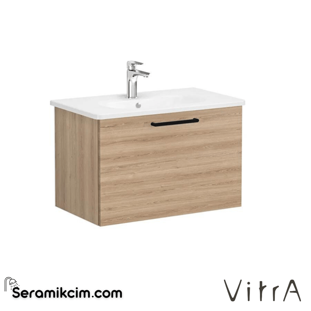 Vitra Root Lavabo Dolabı, Tek Çekmeceli, 80 Cm, Doğal Meşe, Yuvarlak Lavabolu - 66423