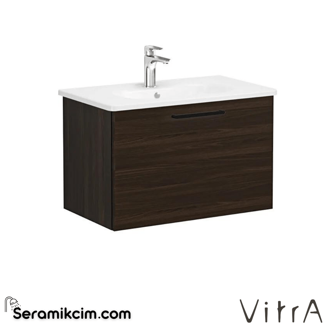 Vitra Root Lavabo Dolabı, Tek Çekmeceli, 80 Cm, Ceviz, Yuvarlak Lavabolu - 66421