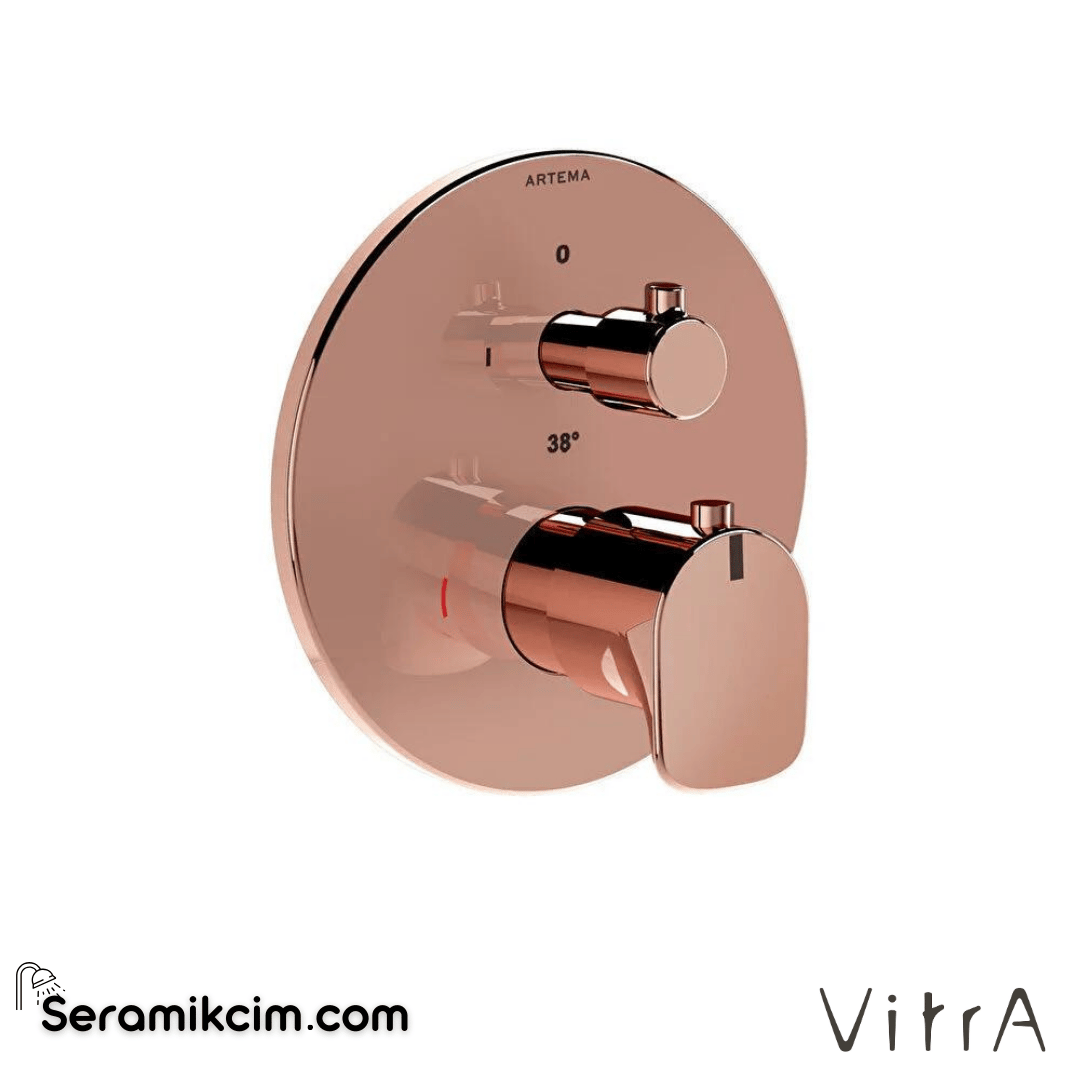 Vitra Root Round Ankastre Termostatik Banyo Bataryası (V-Box Sıva Üstü Grubu), Bakır - A4269526