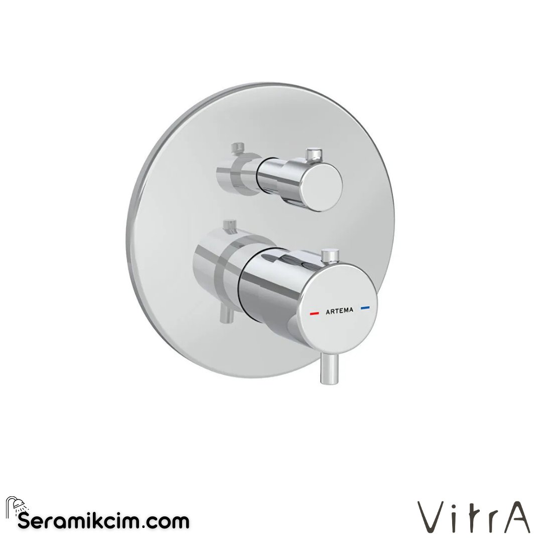 VitrA Root Round Ankastre Termostatik Duş Bataryası (V-Box, sıva üstü grubu) Krom A43348 - A43348
