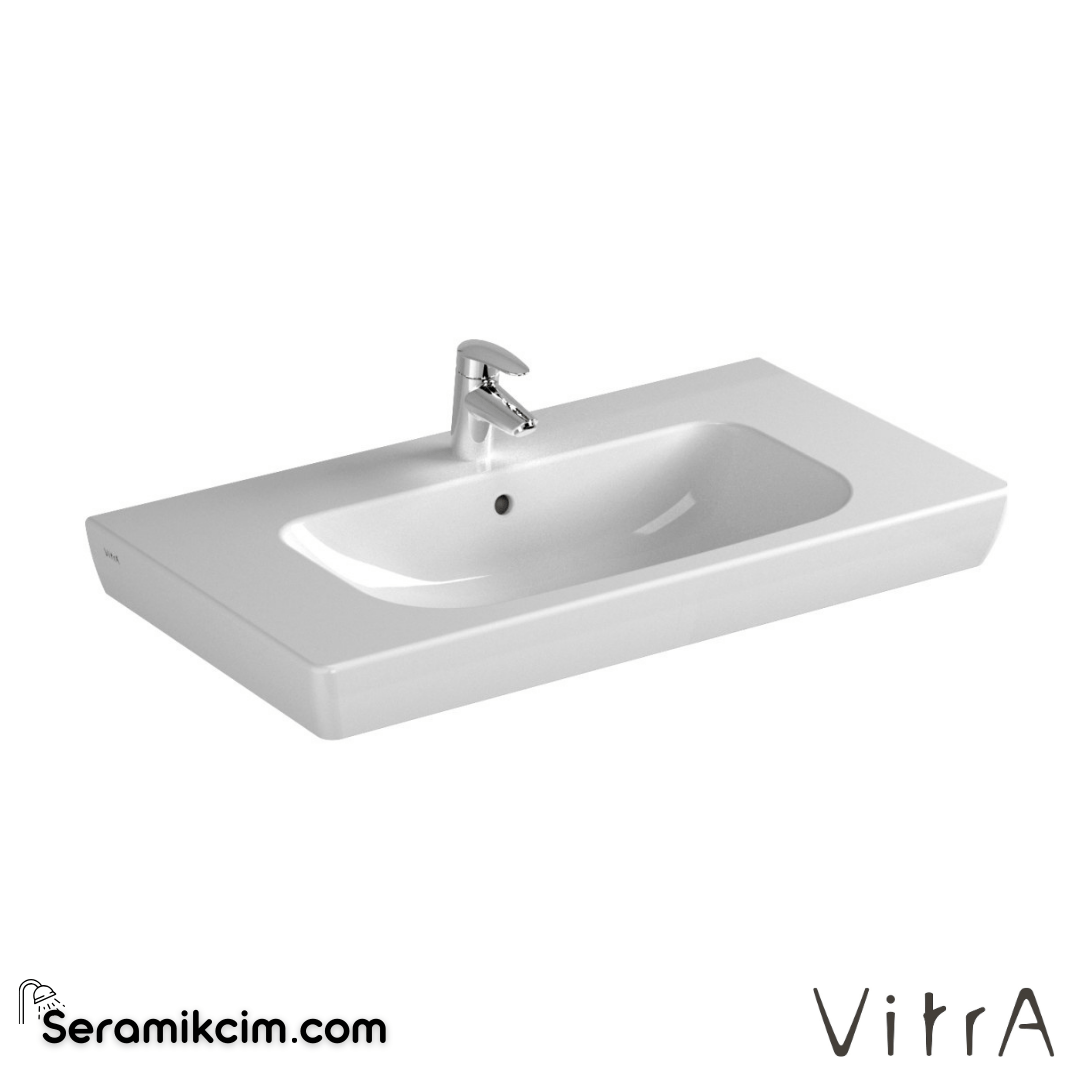 Vitra S20 Etajerli Lavabo 85X46 Cm Tek Armatür Delikli, Su Taşma Delikli, Beyaz - 5523B003-0001