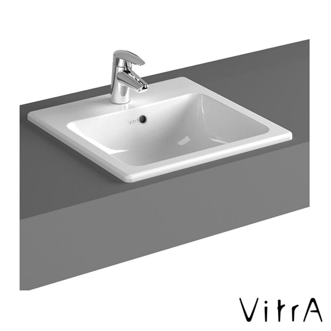 VitrA S20 Tezgah Üstü Lavabo 45x45 Tek Armatür Delikli 5463B003-0001