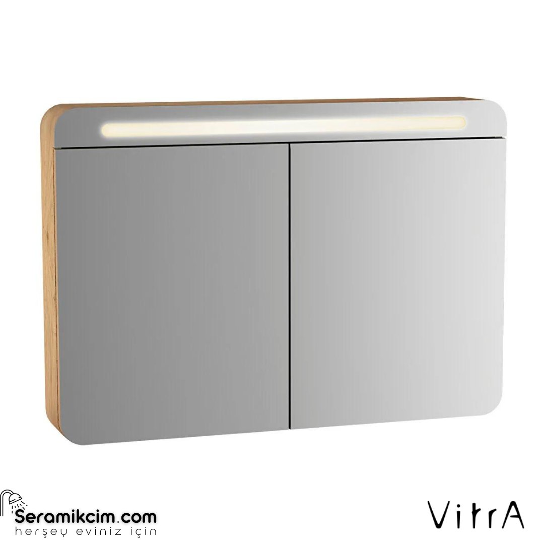 Vitra Sento Aydınlatmalı Dolaplı Ayna, 100 Cm, Açık Meşe