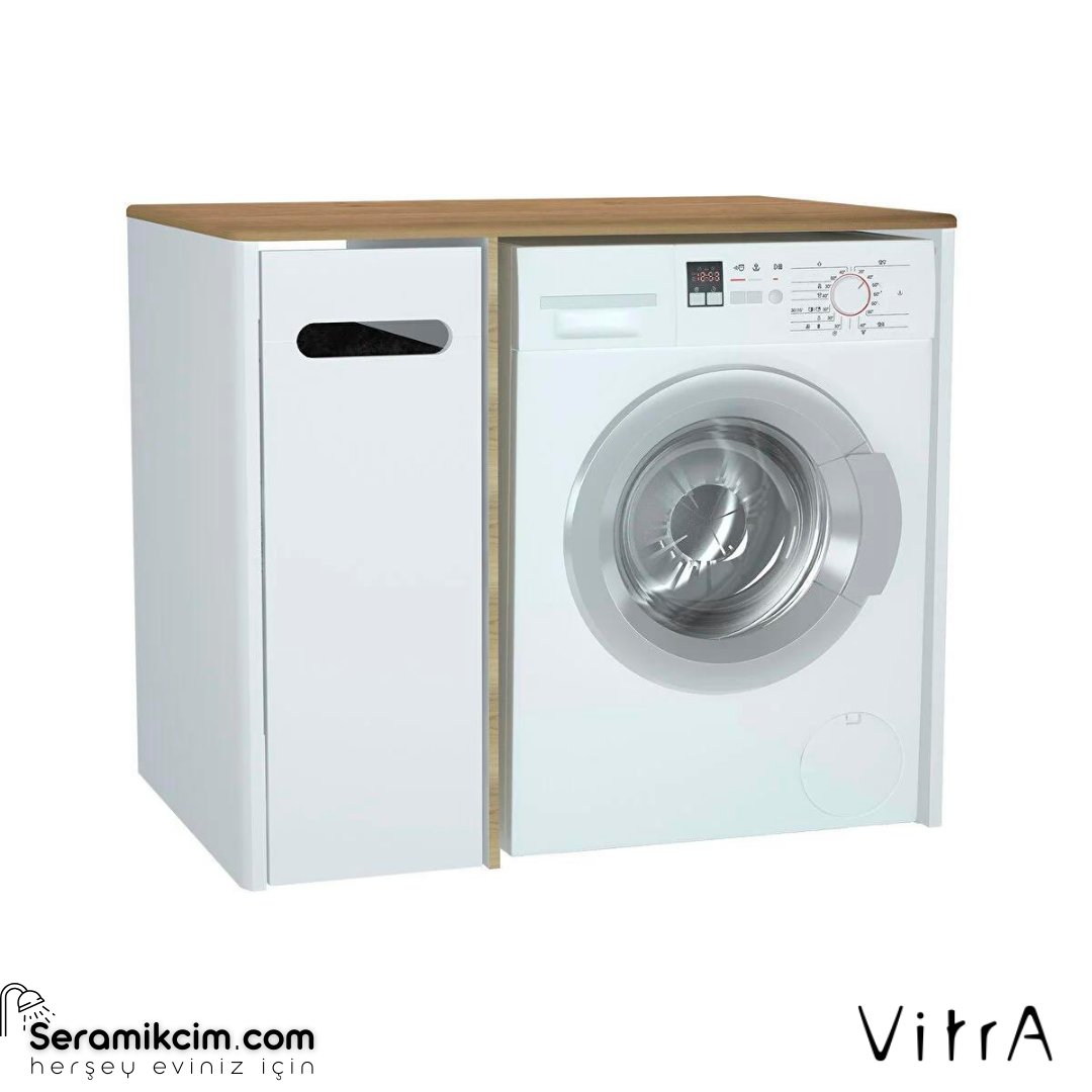 Vitra Sento Çamaşır Makinesi Dolabı, 105 Cm, Mat Beyaz, Sol