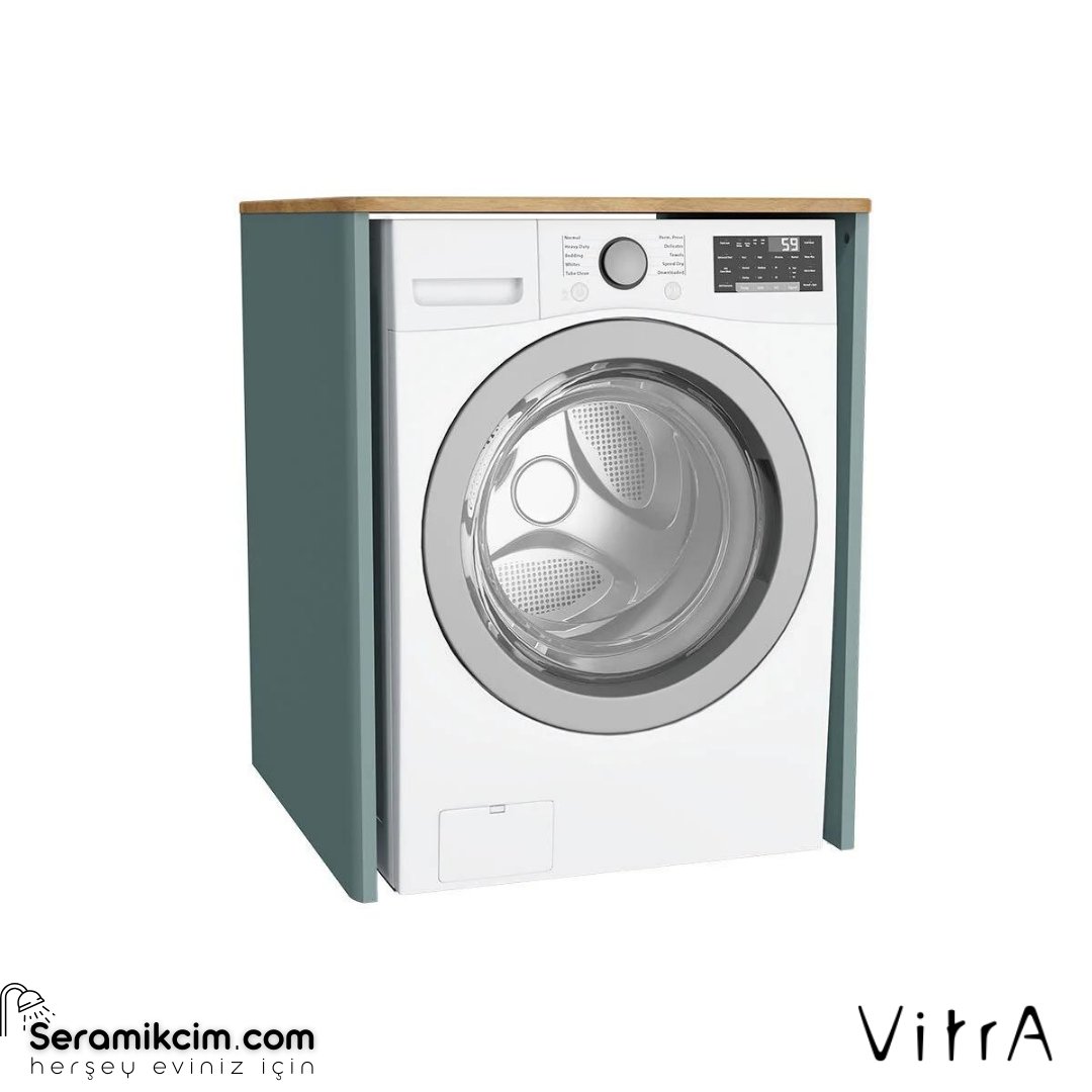 Vitra Sento Çamaşır Makinesi Dolabı, 70 Cm, Çamaşır Sepetsiz, Mat Fiyord Yeşili