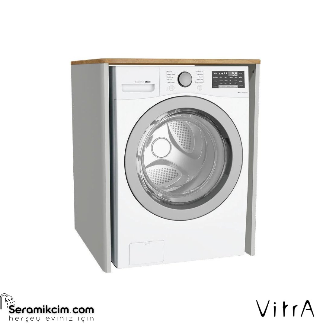 Vitra Sento Çamaşır Makinesi Dolabı, 70 Cm, Çamaşır Sepetsiz, Mat Açık Gri