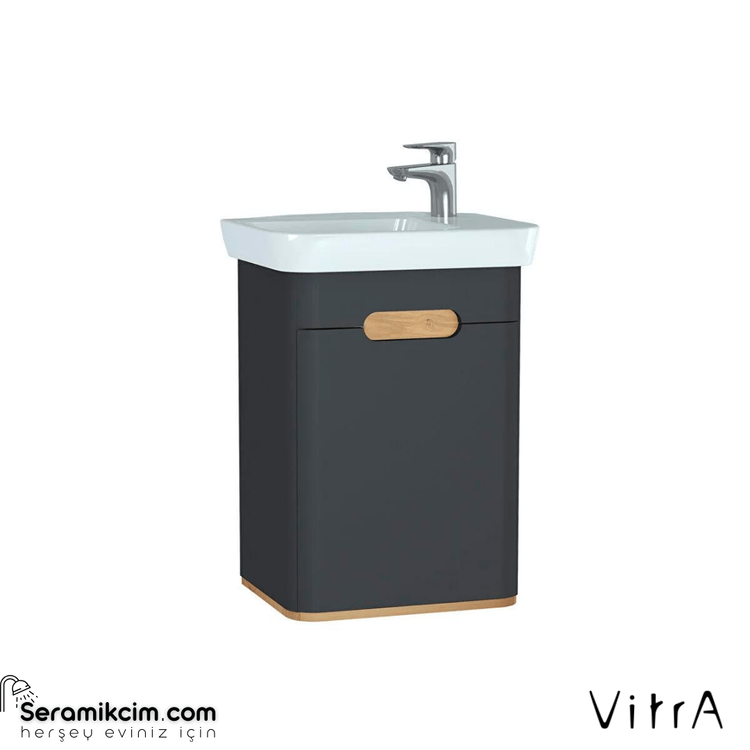 Vitra Sento Lavabo Dolabı, 50 Cm, Kapaklı, Ayaksız, Mat Antrasit, Sol
