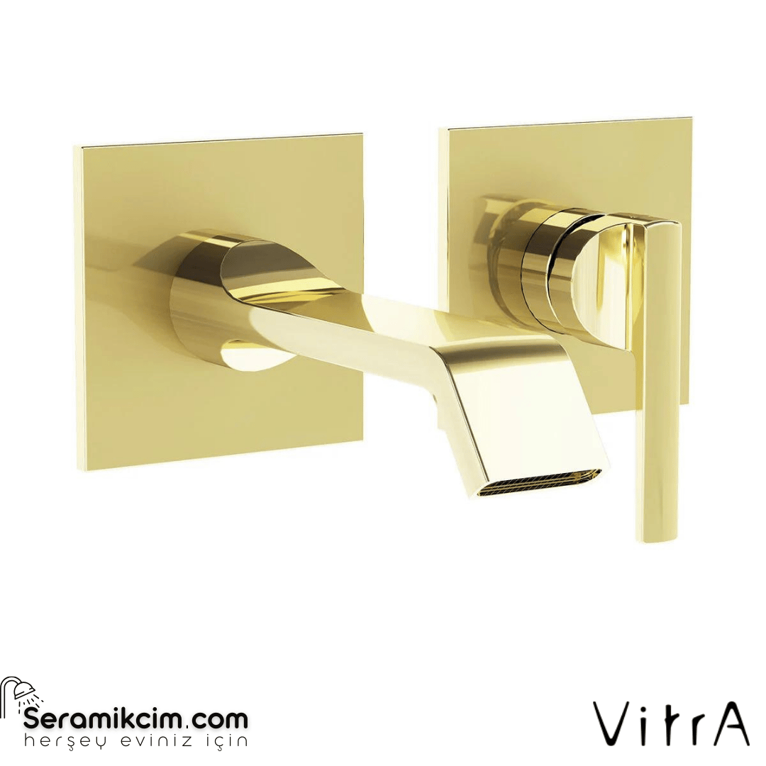 Vitra Suit Ankastre Lavabo Bataryası Sıva Üstü, Soft Altın