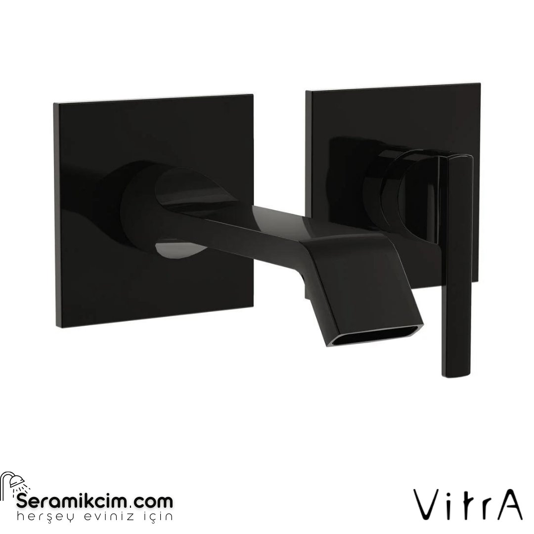 Vitra Suit Ankastre Lavabo Bataryası Sıva Üstü, Parlak Siyah