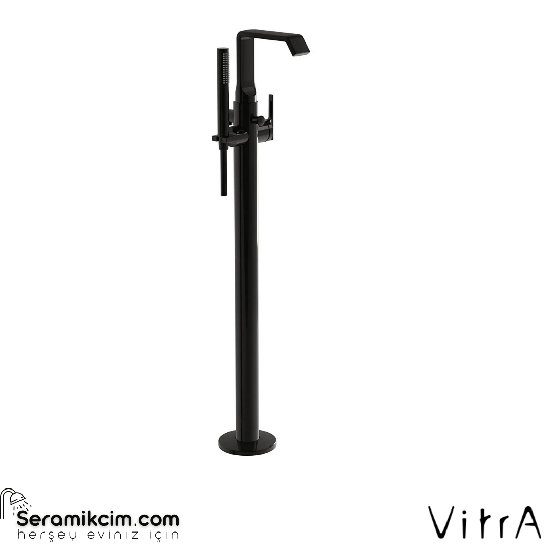 Vitra Suit Küvet Bataryası Yerden El Duşlu, Parlak Siyah