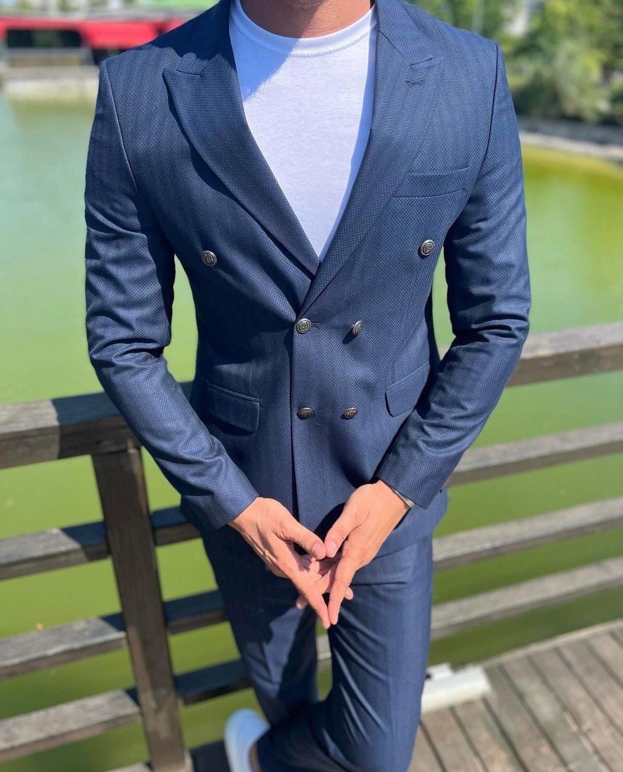 ZARA SLİM FİT METAL DÜĞME KURVEZE  CEKET PANTOLON KRUVAZE TAKIM ELBİSE MAVİ ÇİZGİLİ 