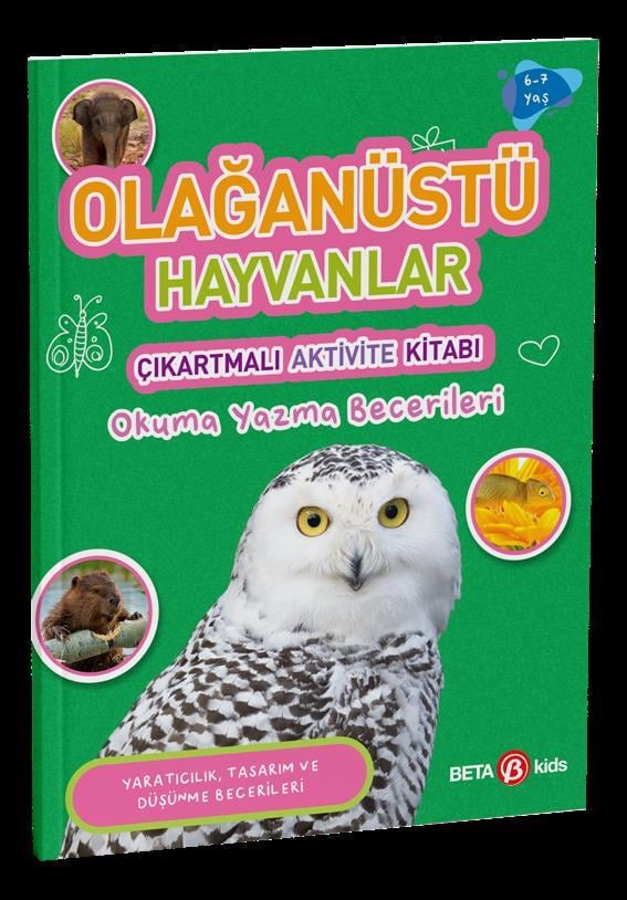 Olağanüstü Hayvanları Çıkartmalı Aktivite Kitabı Okuma Yazma Becerileri