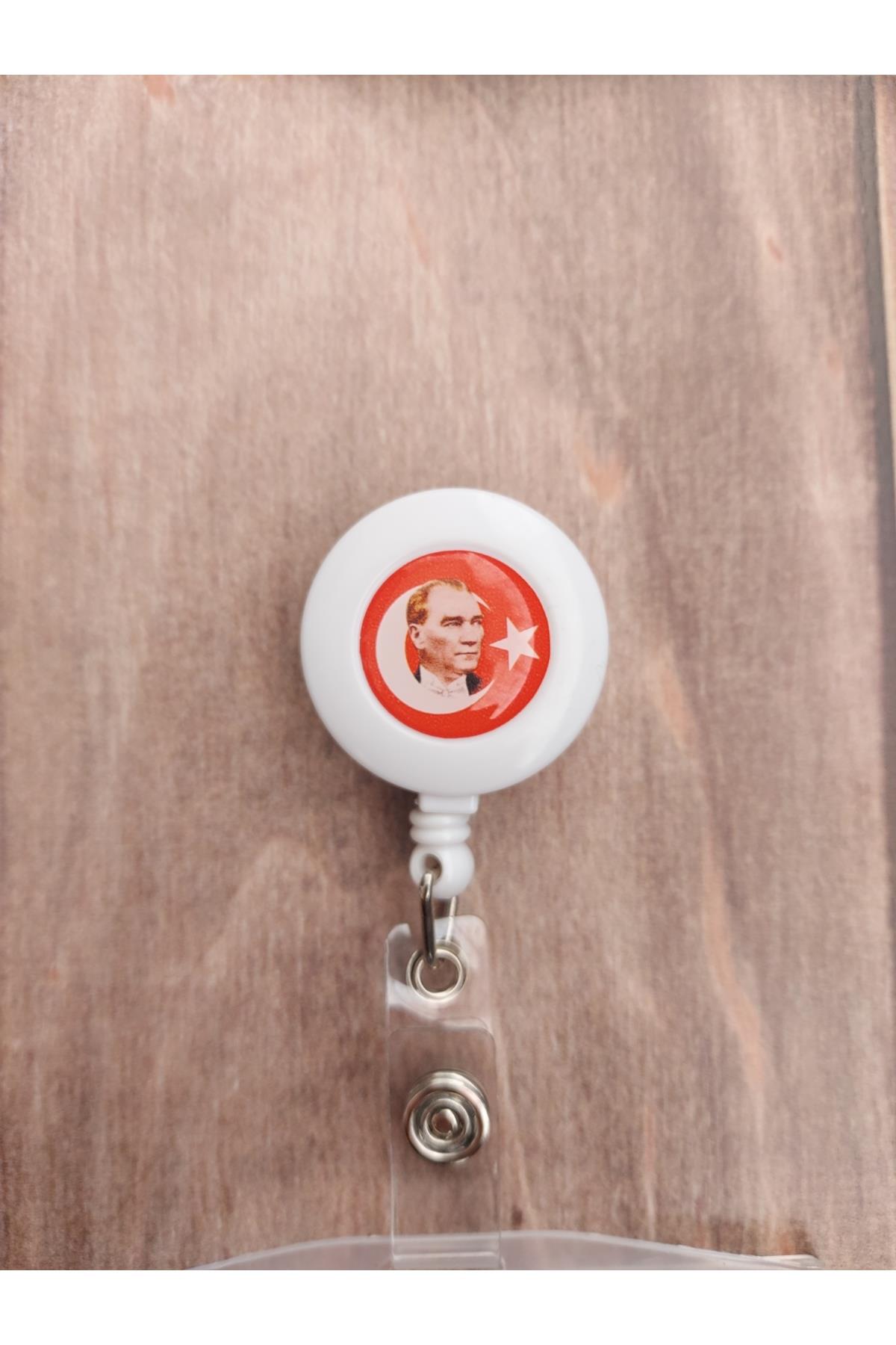 Atatürk Bayrak Yoyo Yaka Kartlığı Yatay Dikey Kart Koruyucu