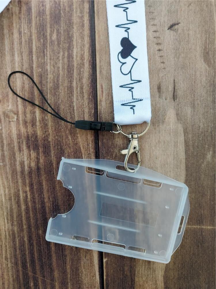 EKG Love Beyaz Kart Askısı Yaka Kartı Boyun Askı İpi Telefon Askısı Yatay Dikey Kart Koruyucu