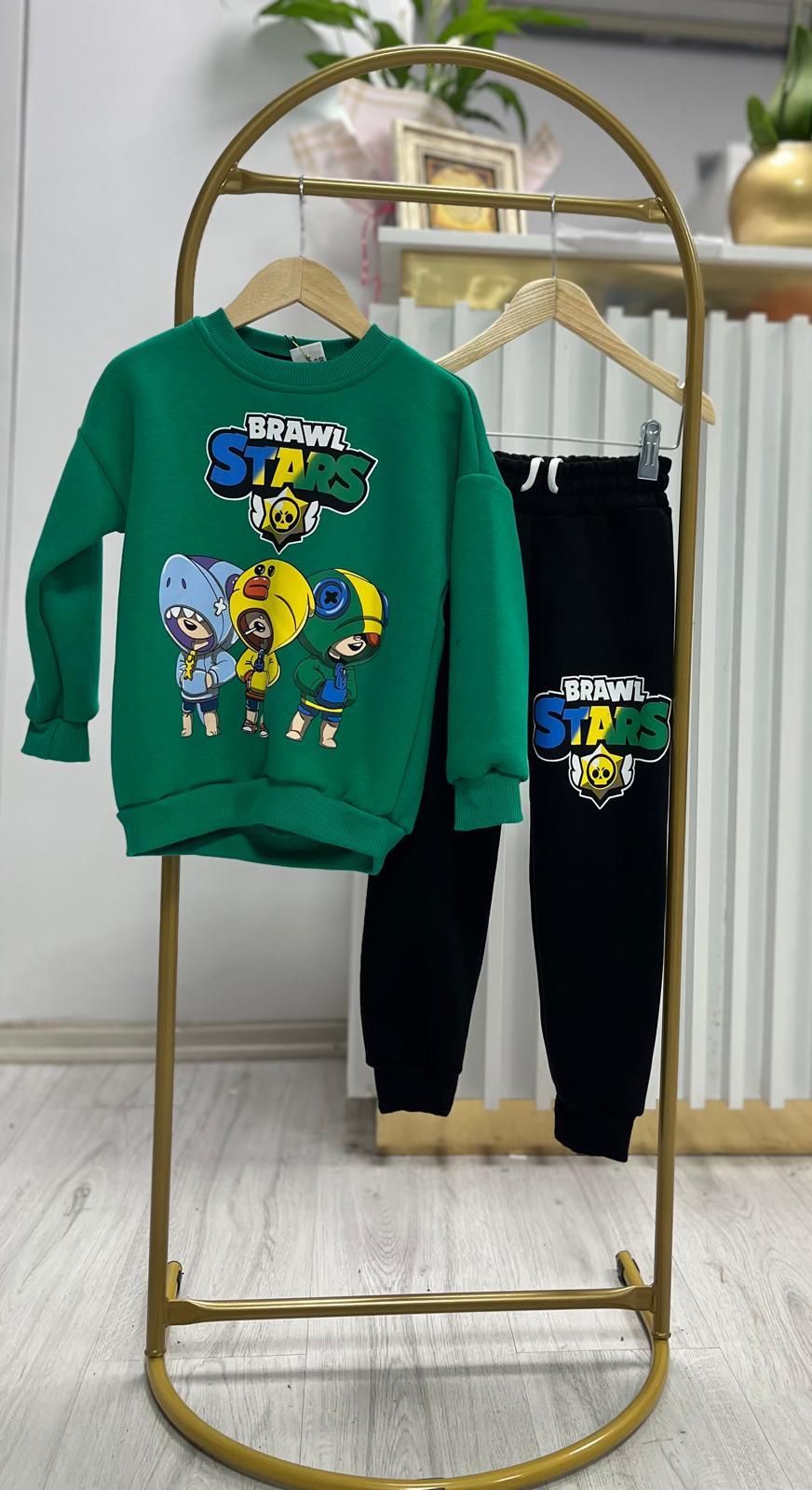Brawl Stars Yeşil Erkek Çocuk Şardonlu Eşofman Takımı