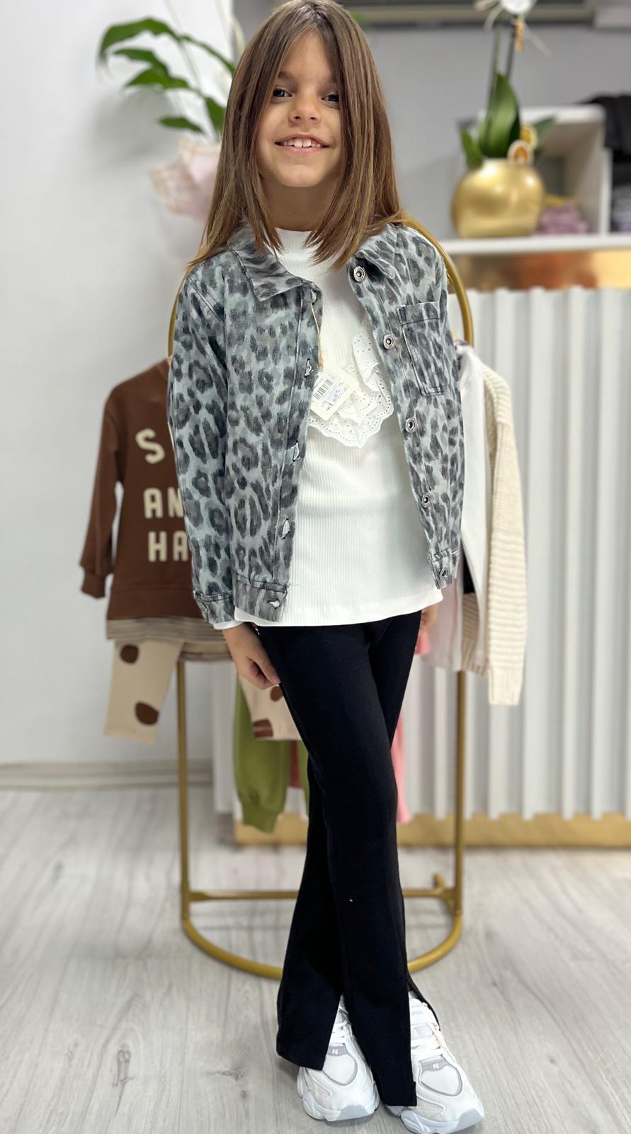 Kız Çocuk Leopar Desen Ceket