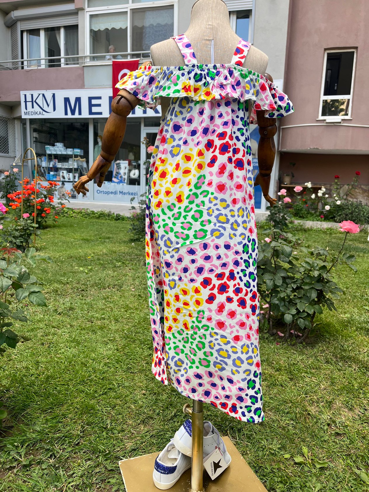 Kız Çocuk Mor Ebruli Baskılı Elbise